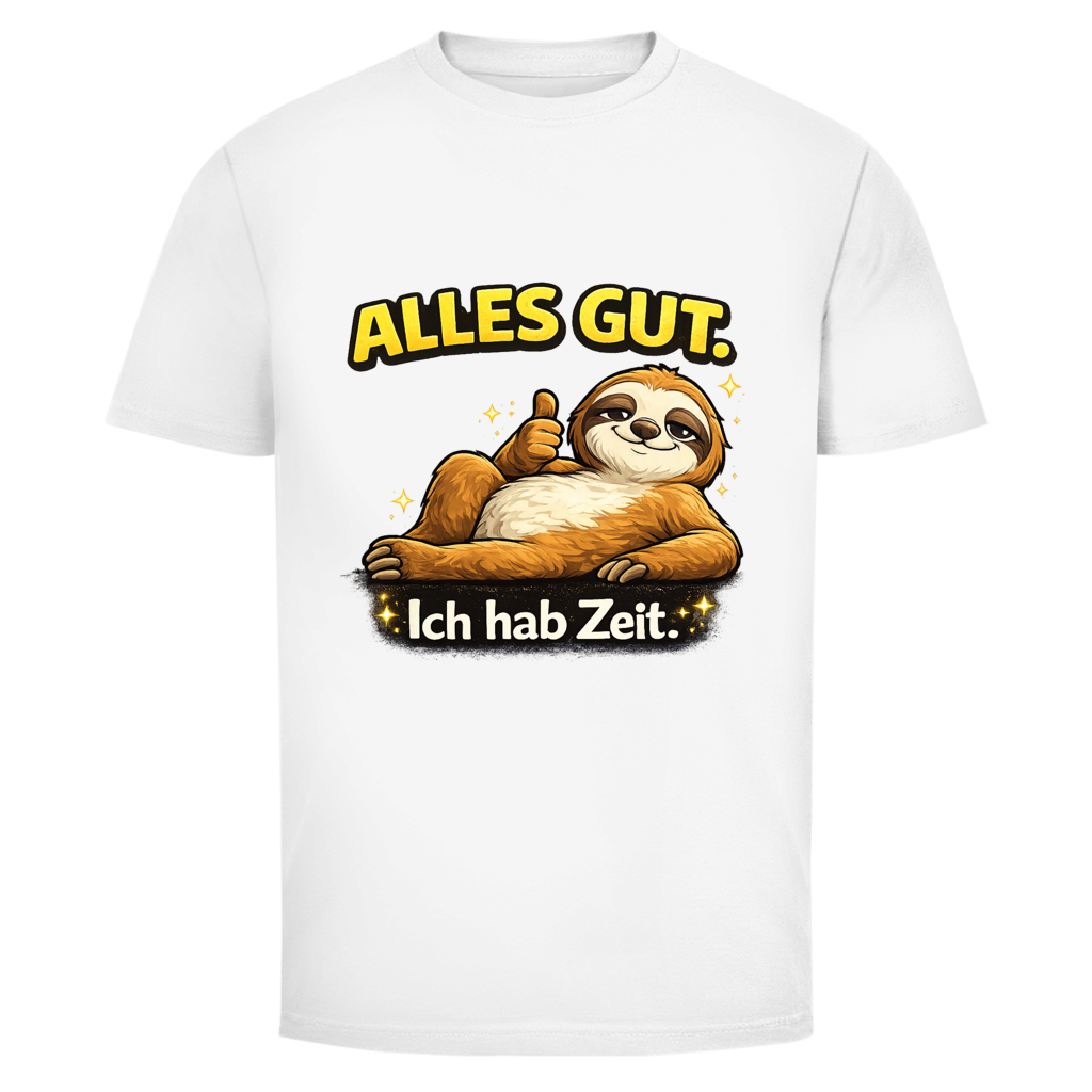 Oversize Herren T-Shirt mit Spruch "ALLES GUT. Ich hab Zeit." und Faultier-Motiv – für Männer ab 60 mit Humor