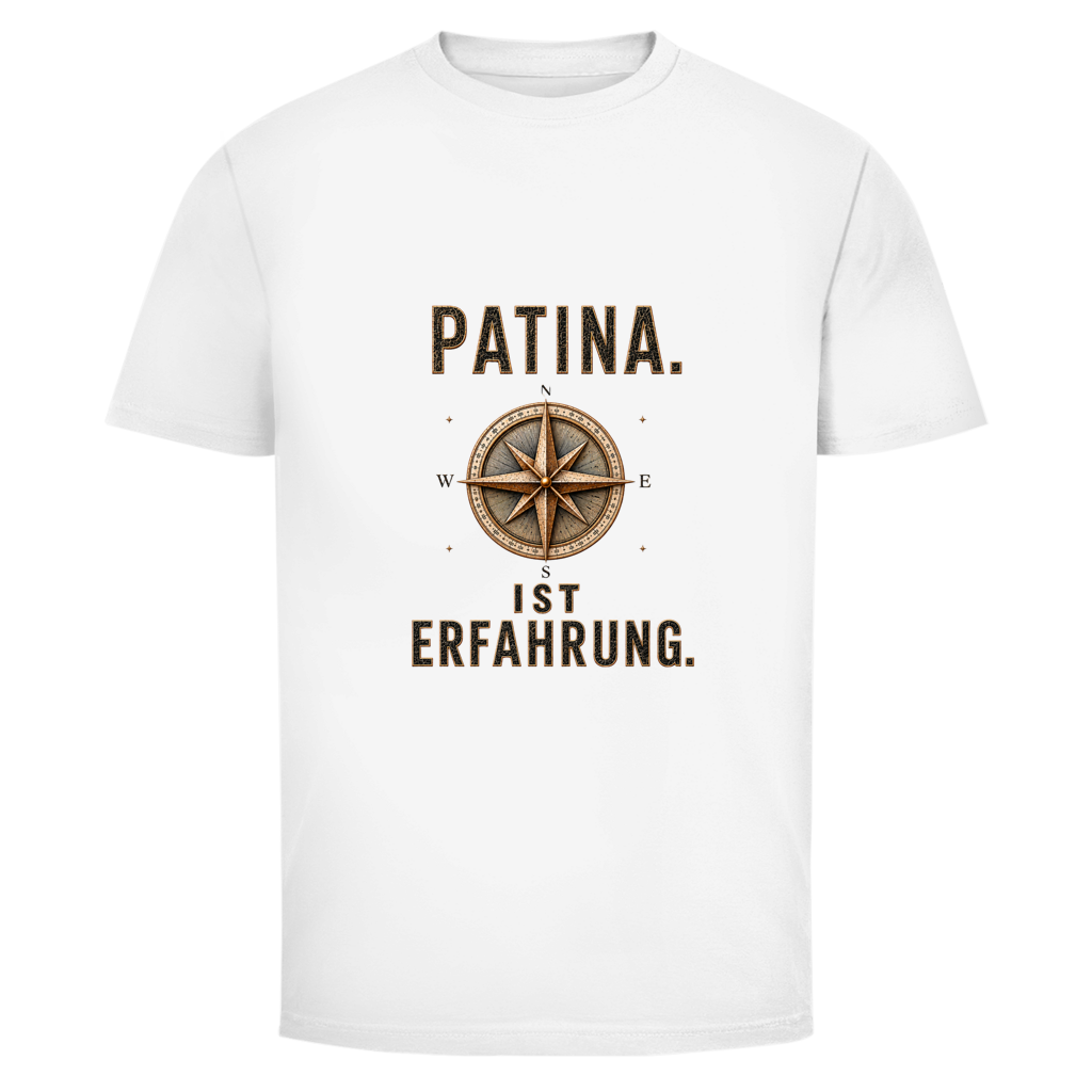 Oldie Deluxe - helles Herren T‑Shirt "Patina ist Erfahrung" – Kompass‑Design für charakterstarke Männer 55plus