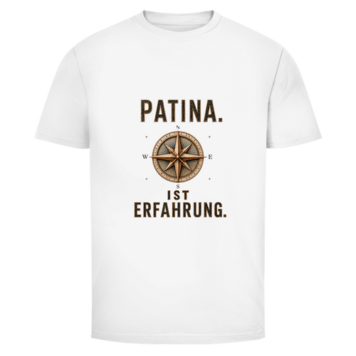Oldie Deluxe - helles Herren T‑Shirt "Patina ist Erfahrung" – Kompass‑Design für charakterstarke Männer 55plus