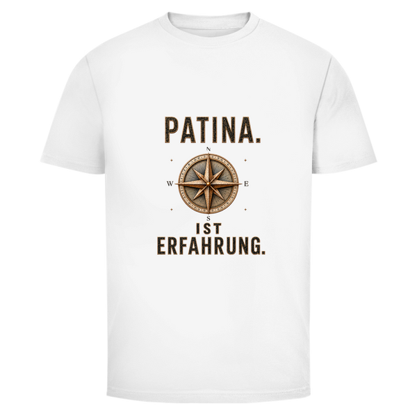 Oldie Deluxe - helles Herren T‑Shirt "Patina ist Erfahrung" – Kompass‑Design für charakterstarke Männer 55plus