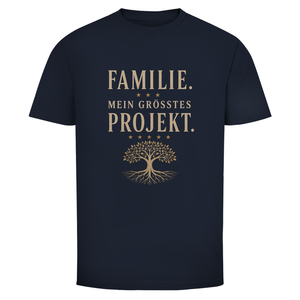 Oldie Deluxe  Herren T‑Shirt "Familie – Mein größtes Projekt" – Baum‑Symbol für Werte und Zusammenhalt 55plus