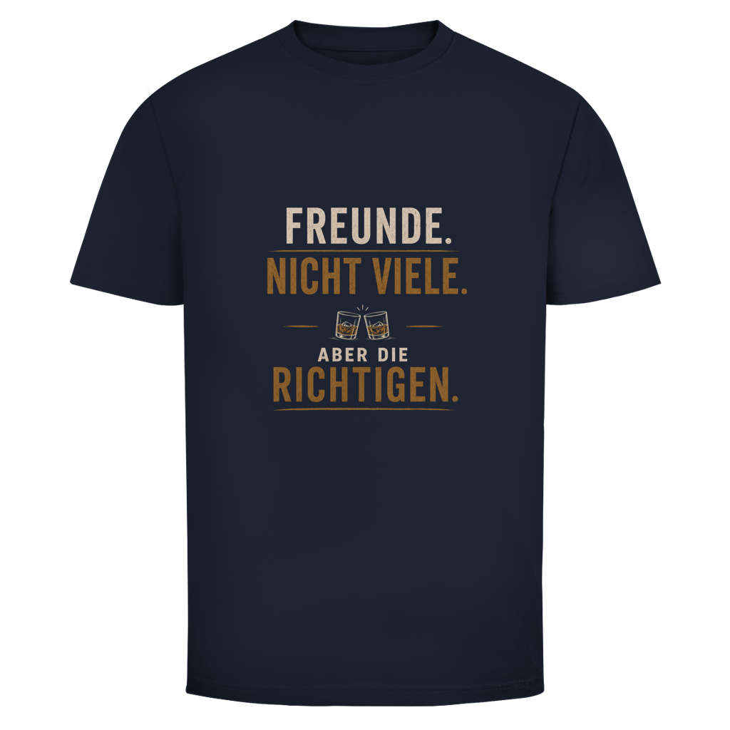 Oldie Deluxe Herren T‑Shirt "Freunde – Nicht viele, aber die richtigen" – Whiskey‑Gläser Motiv für Männer 55plus