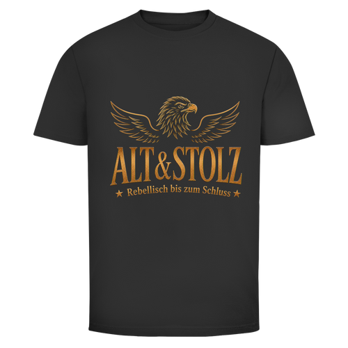 Oldie Deluxe Herren T‑Shirt "Alt & Stolz – Rebellisch bis zum Schluss" – Adler‑Motiv für Männer 55plus