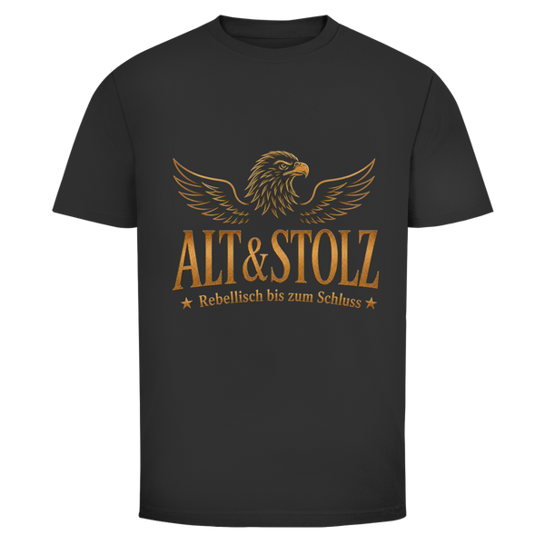 Oldie Deluxe Herren T‑Shirt "Alt & Stolz – Rebellisch bis zum Schluss" – Adler‑Motiv für Männer 55plus