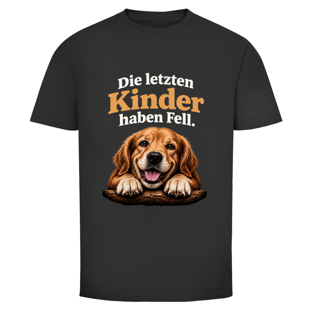 Herren T-Shirt Die letzten Kinder haben Fell mit Hund Motiv – Oldie Deluxe