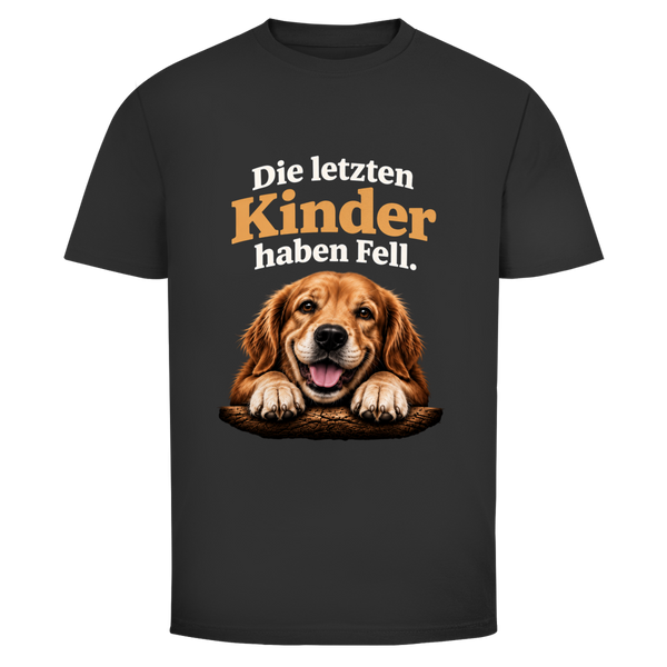 Herren T-Shirt Die letzten Kinder haben Fell mit Hund Motiv – Oldie Deluxe