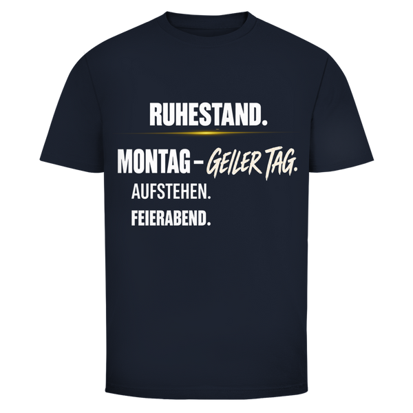 Schwarzes Herren T-Shirt Ruhestand Montag geiler Tag Aufstehen Feierabend – Oldie Deluxe