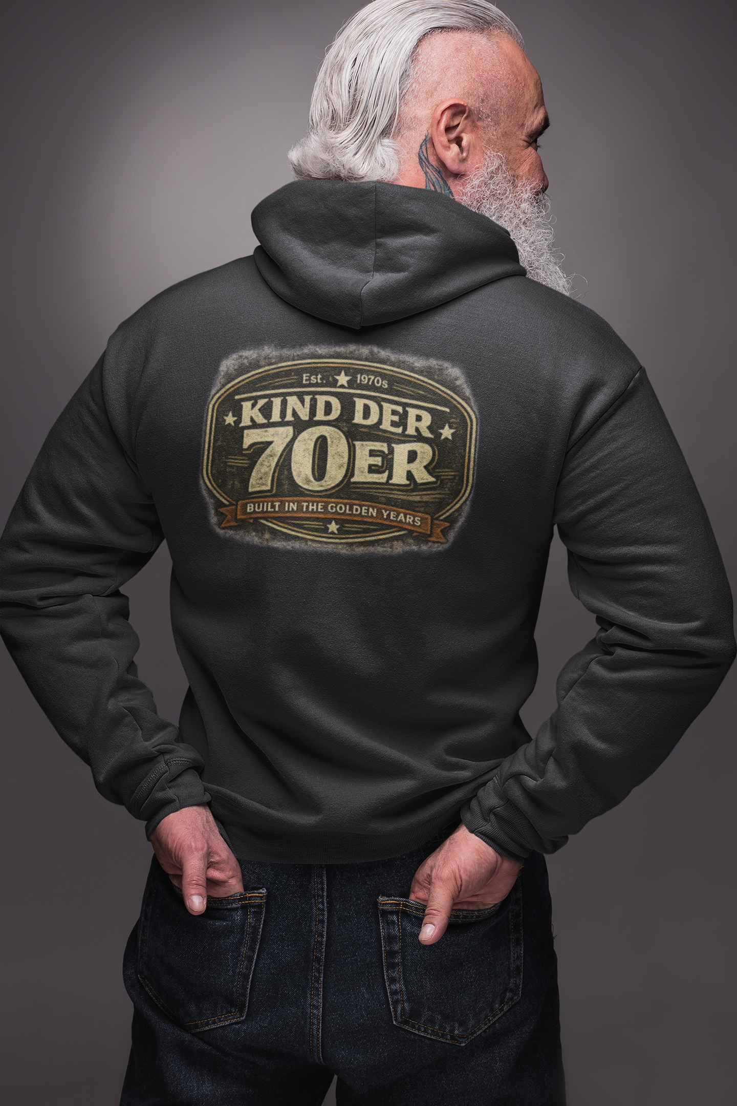 Herren Premium Bio Hoodie Kind der70er!